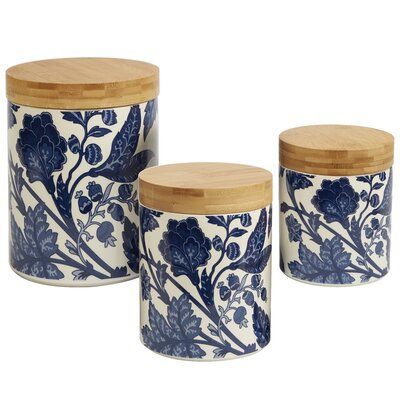 Blue Kitchen Canisters Jars You Ll Love In 2020 Wayfair   Clair Blue 3 Piece Kitchen Canister Set 